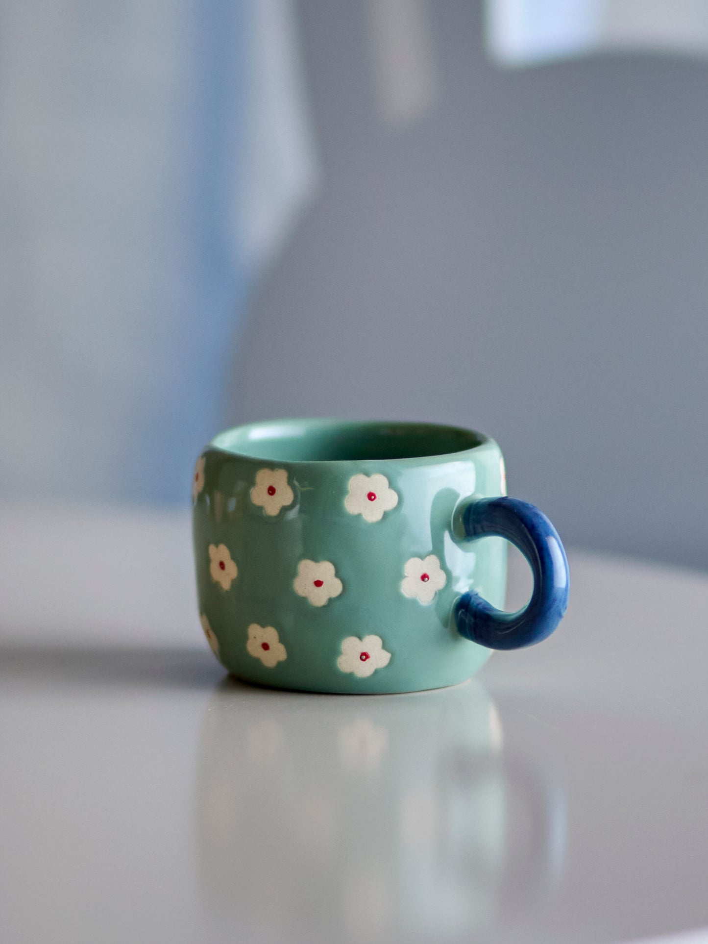 Tasse Nini bleu fleurs en grès