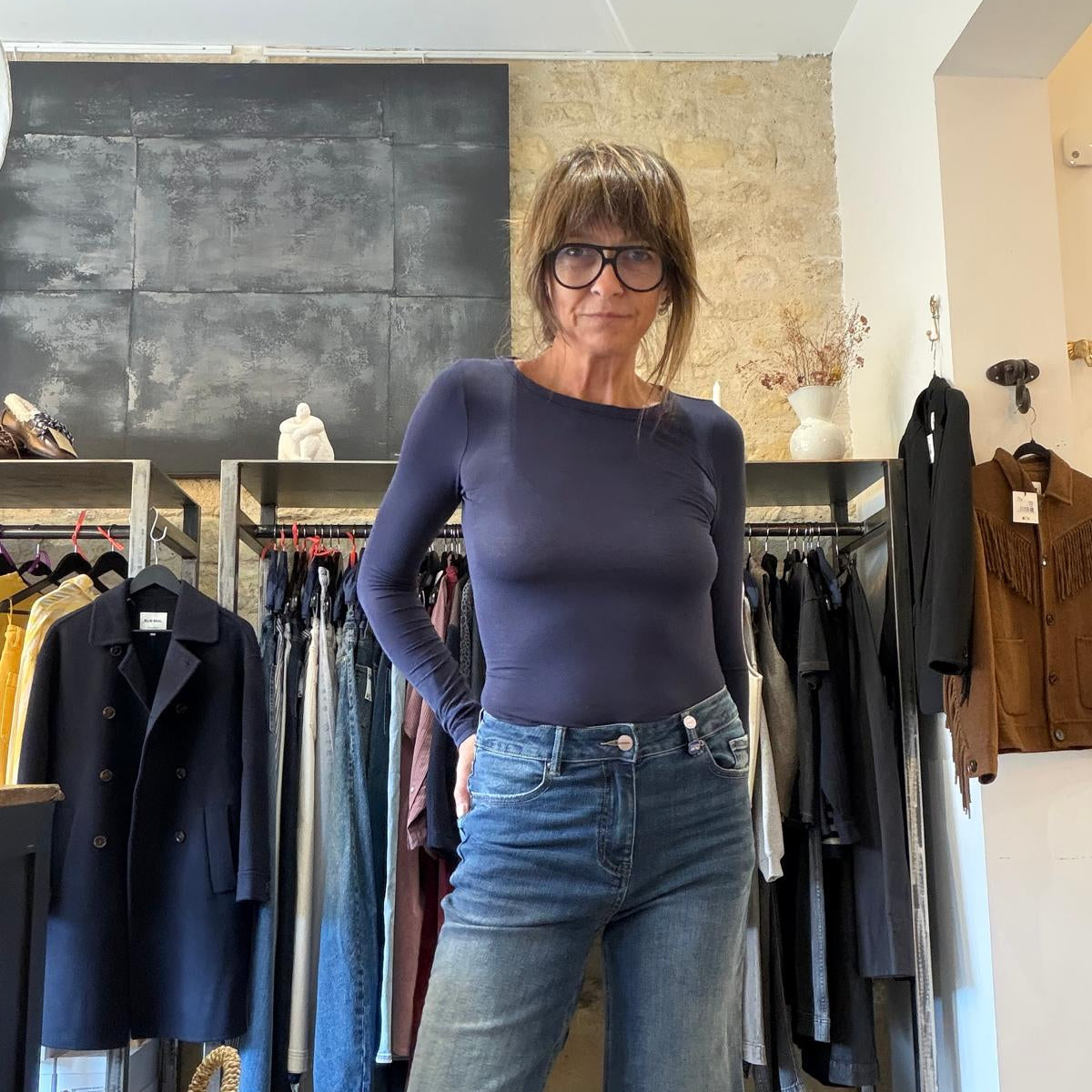 Top en cachemire Lucca dark navy