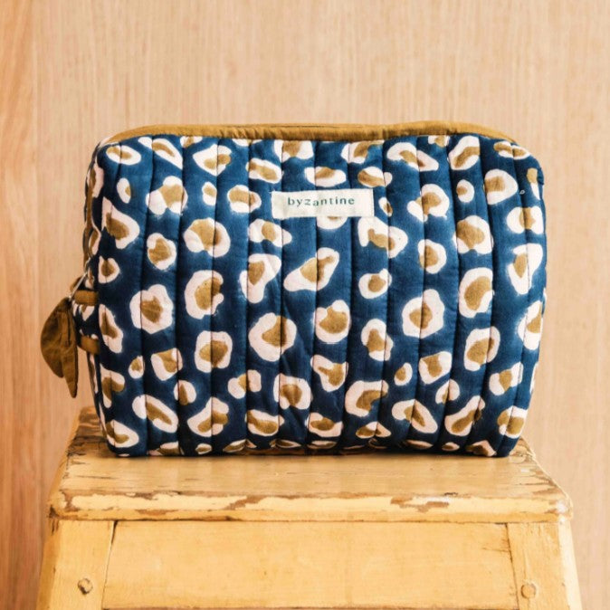 Trousse de toilette femme XL - LÉOPARD Bleu marine