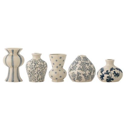 Set de 5 vases Quinto bleu en grès