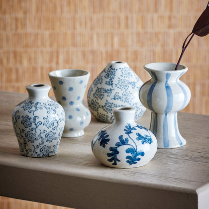 Set de 5 vases Quinto bleu en grès