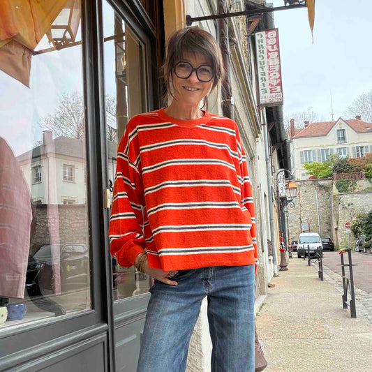 Sweat Victoire - stripe tangerine - HOD Paris